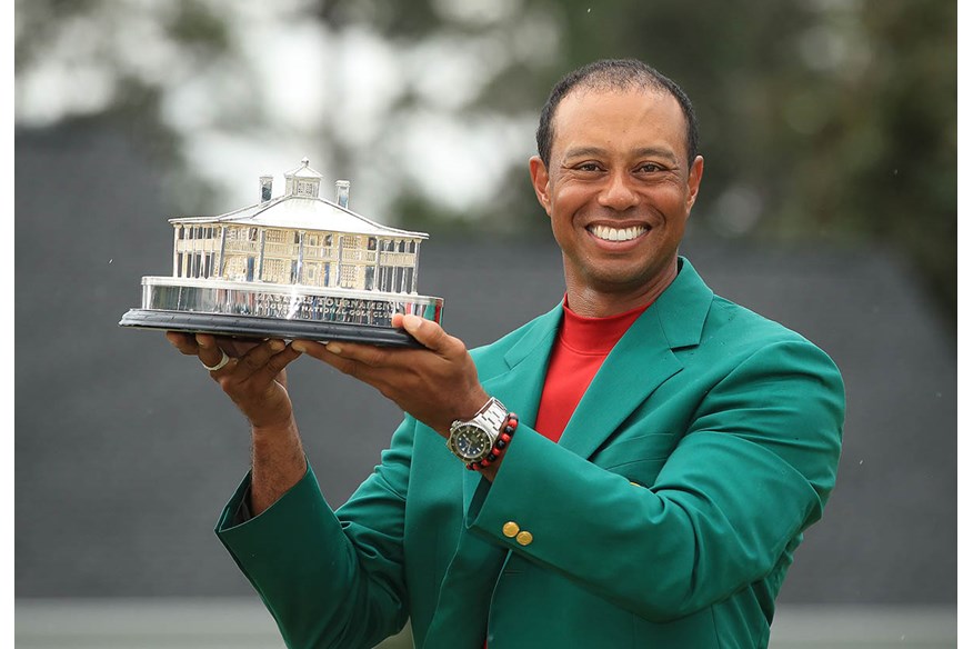 The Masters trophy is a silver replica of the Augusta National clubhouse.