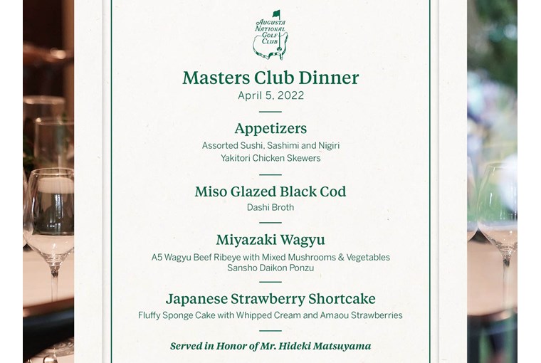 The Masters Champions Dinner History and Menus