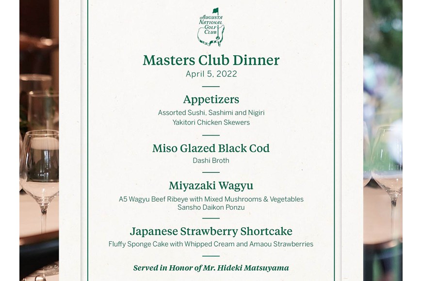 The Masters Champions Dinner History and menus Today's Golfer