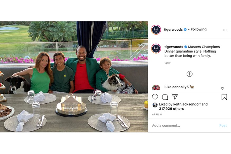 Tiger Woods hosted his own family Champions Dinner after the Masters was postponed due to Covid-19.