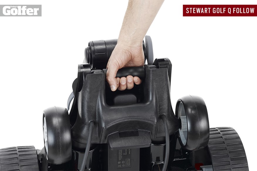 The new carry handle makes Stewart Golf's Q Follow easy to transport.