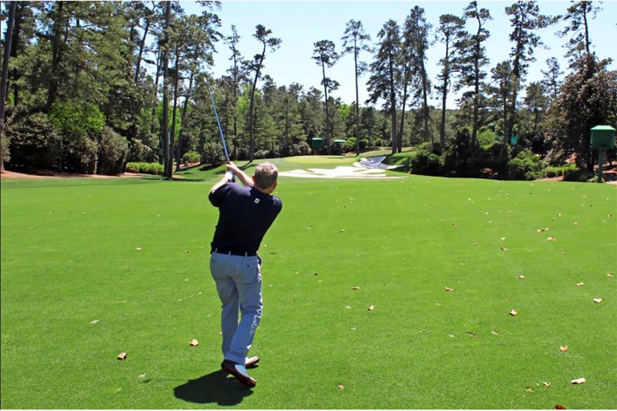 The sprawling bunker on the Augusta's 10th is in play for amateurs.