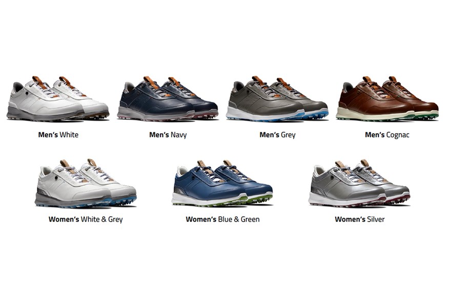 The colour options for FootJoy's new FJ Stratos golf shoe.