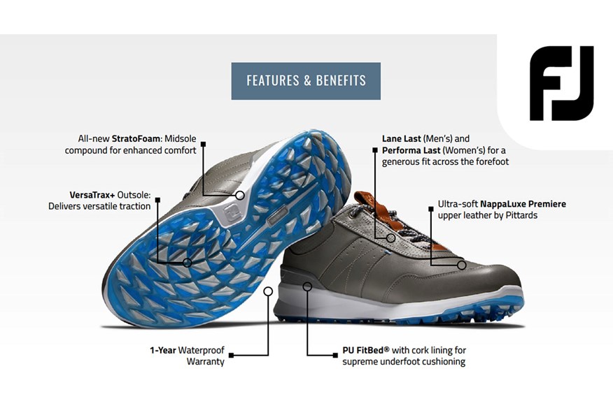 The features and benefits of FootJoy's Stratos shoe.