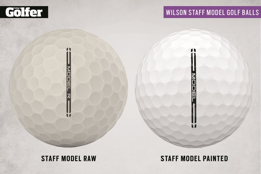 A side-by-side comparison of the new Wilson Staff Model and Staff Model R golf balls.