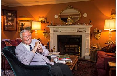 Peter Alliss, the voice of golf, at his Surrey home in December 2017.