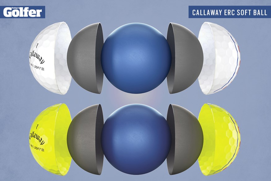 The layers in the new Callaway ERC Soft golf ball.