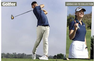 Xander Schauffele and Jessica Korda in the new adidas Golf Go-To collection.