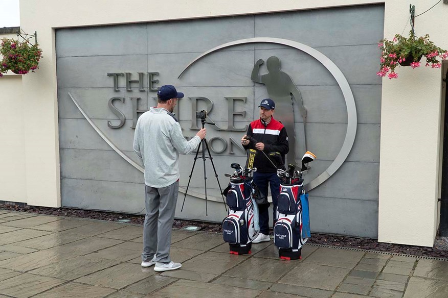 John Robins and Alex Horne filming for Bad golf.