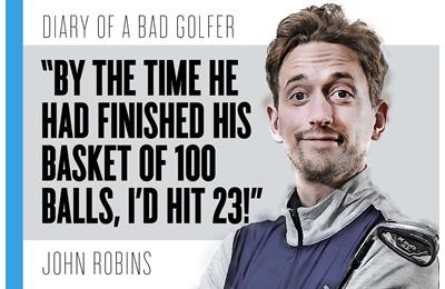 Comedian and Bad Golfer John Robins explains why hitting less balls at the driving range will make you better at golf.