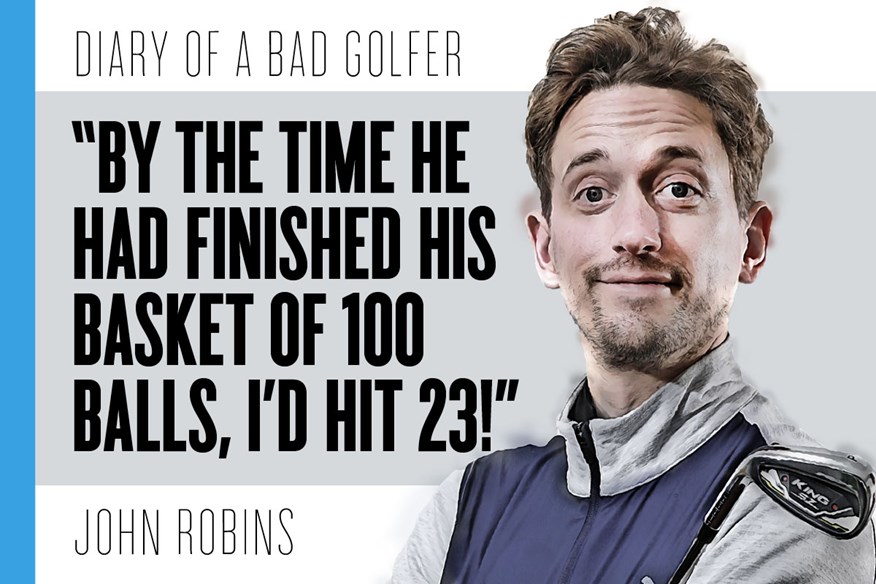 Comedian and Bad Golfer John Robins explains why hitting less balls at the driving range will make you better at golf.