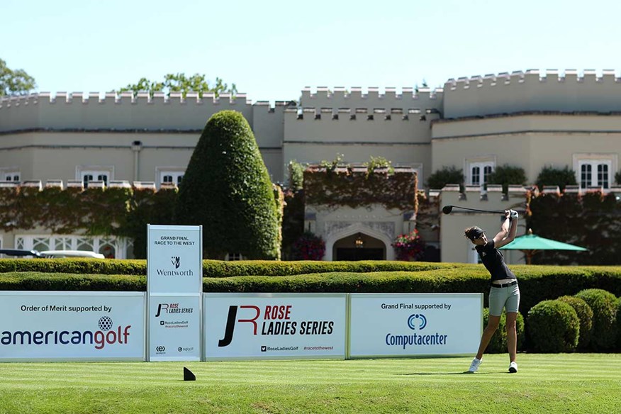 Meghan MacLaren tees off at Wentworth in the Rose Ladies Series finale.