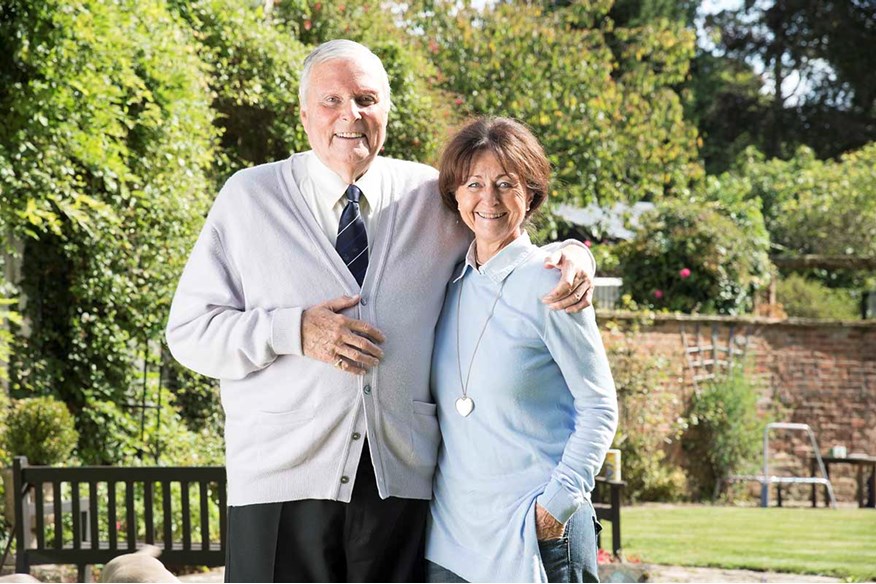 Peter Alliss at home with his wife, Jackie.