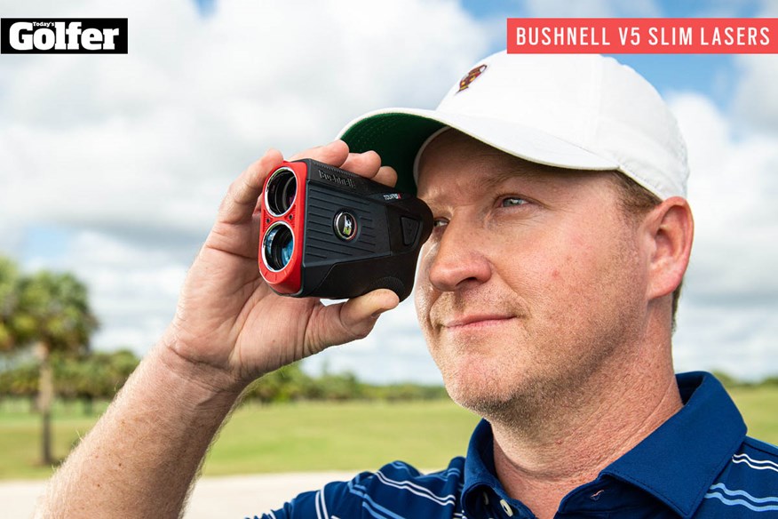 The Bushnell Golf V5 Shift Slim laser rangefinder. 