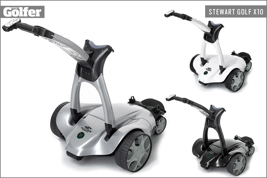 The Stewart Golf X10 electric golf trolleys.