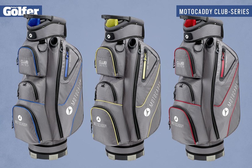 Motocaddy Club-Series golf cart bags.