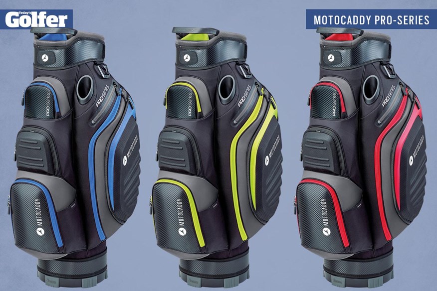 Motocaddy Pro-Series golf cart bags.