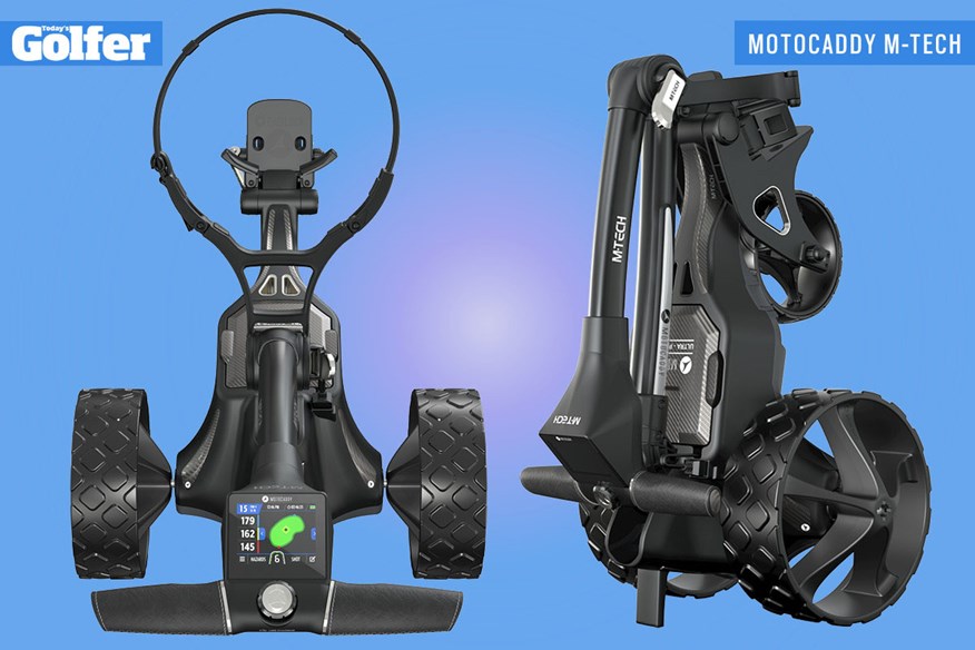 Motocaddy M-TECH electric golf trolley.