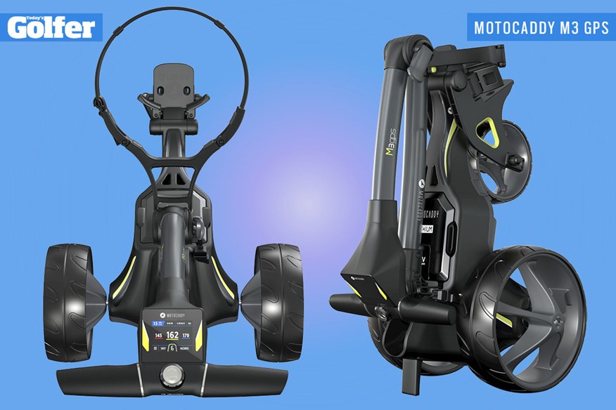 Motocaddy M3 GPS electric golf trolley.