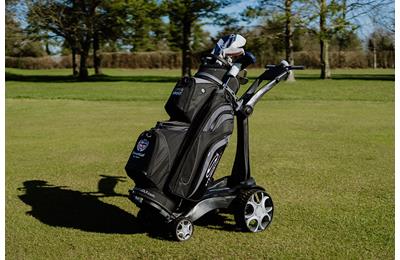 The Stewart Golf Q Remote is the world's most compact remote electric golf trolley.