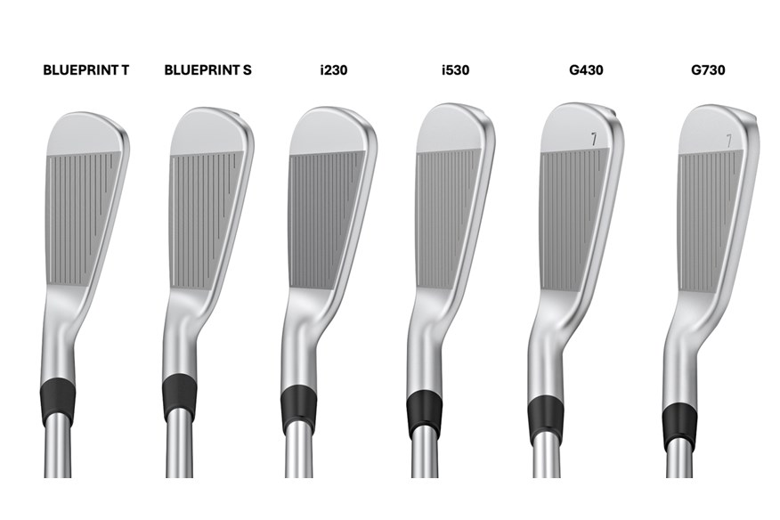 All six Ping 2024 irons in the play position to show differing amounts of  hosel offset