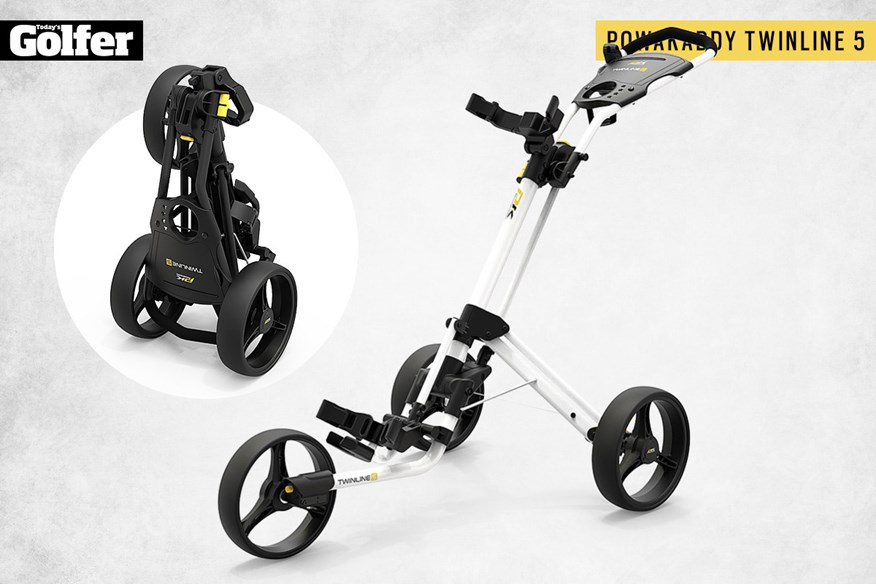 The PowaKaddy Twinline golf push trolley is new for 2021.