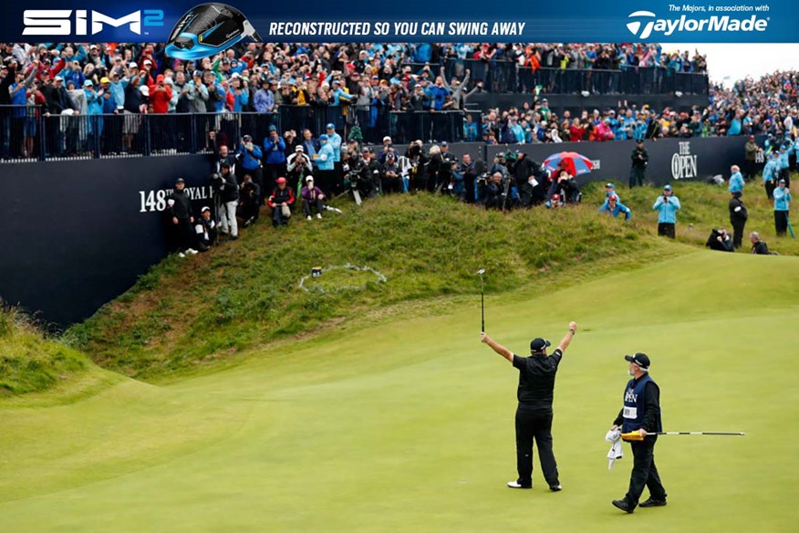 Shane Lowry celebrates winning The Open at Royal Portrush.