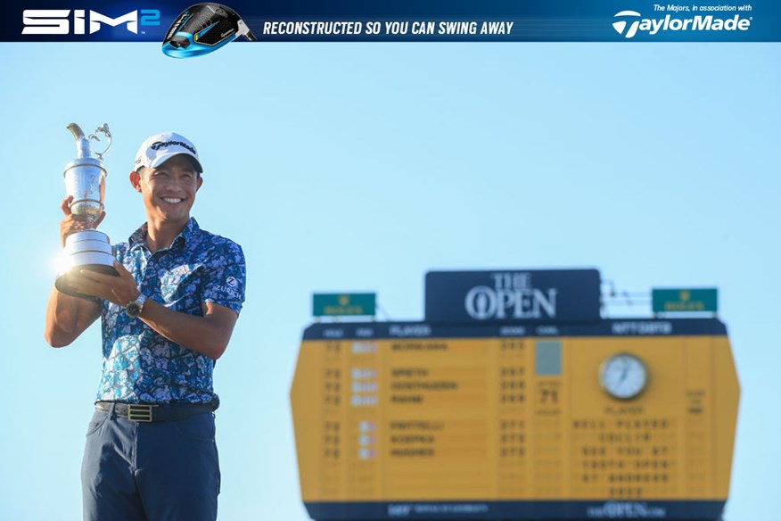 Collin Morikawa with the Claret Jug.