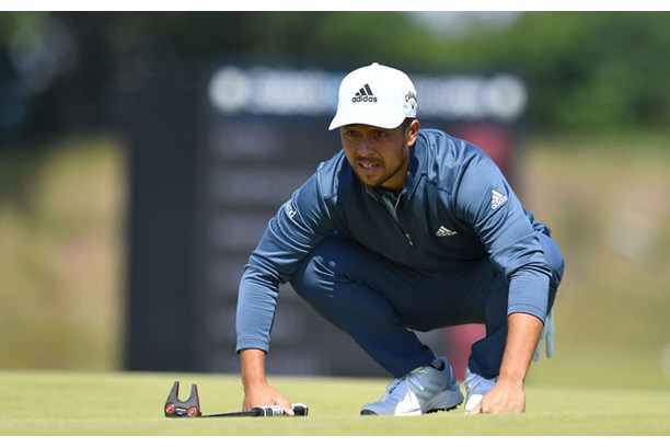 Xander Schauffele uses the Odyssey O-Works #7 CH Red putter