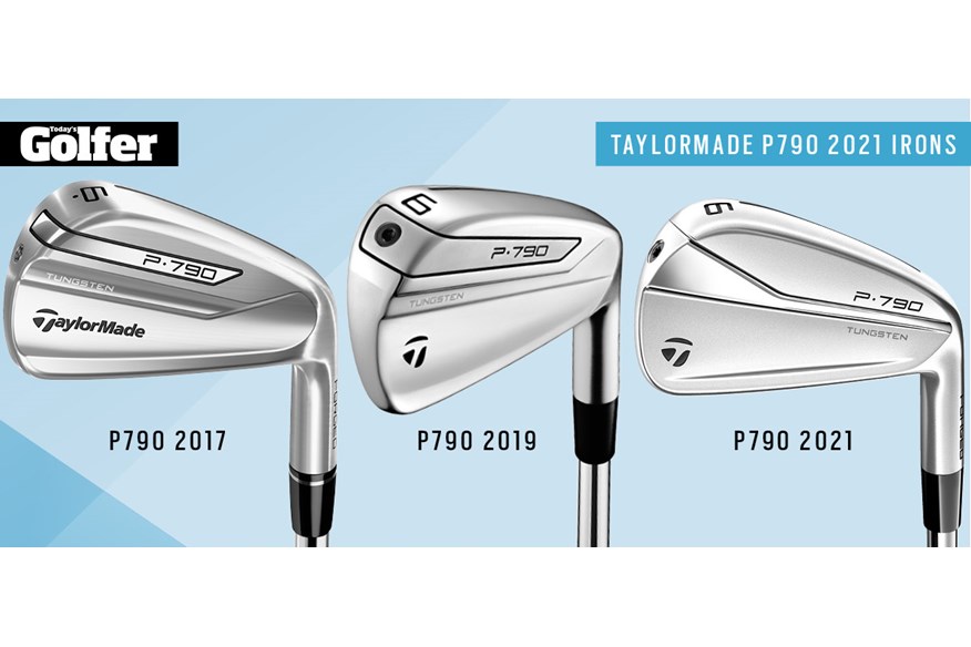 TaylorMade P790 irons from 2017, 2019 and 2021.