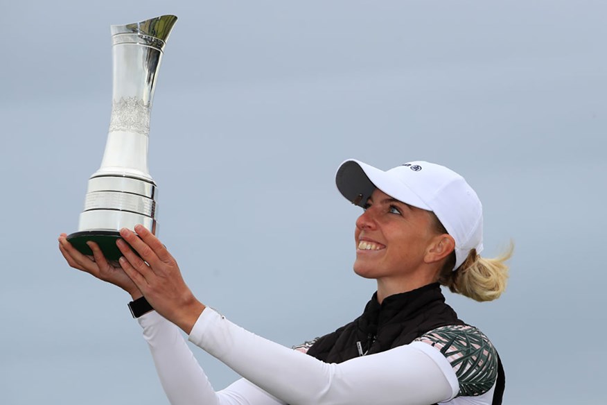 Sophia Popov, lifting the AIG Women's Open trophy at Royal Troon, defends her title at Carnoustie.