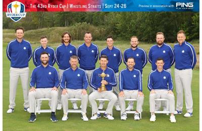 Captain Padraig Harrington and his Ryder Cup Team Europe players for the 2020 match at Whistling Straits.