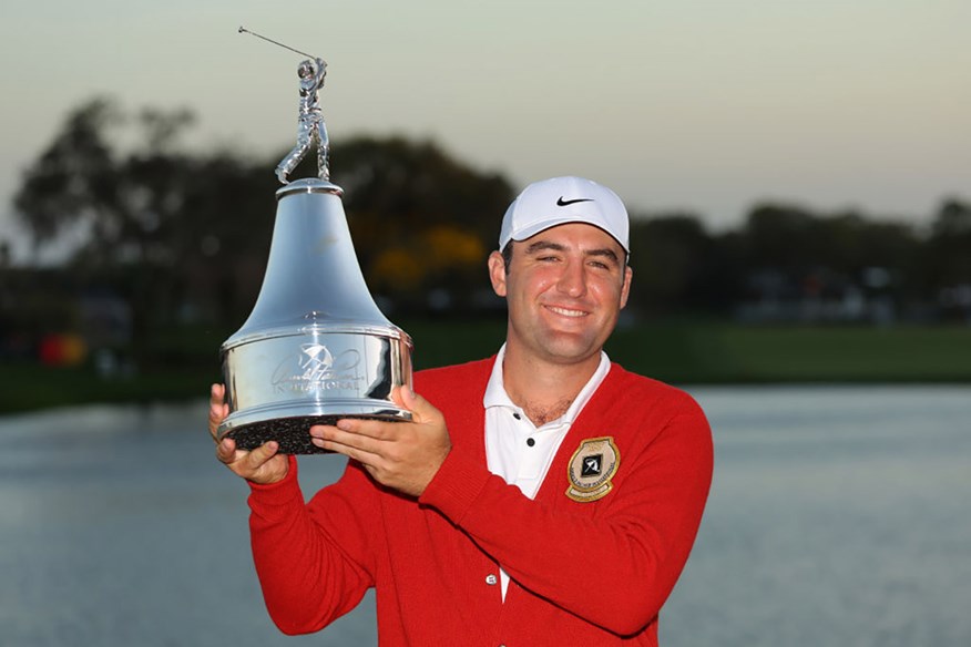 Scottie Scheffler celebrates his victory at the Arnold Palmer Invitational at Bay Hill.