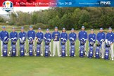 Team Europe with their numbered Ryder Cup bags.