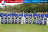 Team Europe with their numbered Ryder Cup bags.