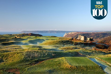 The par-4 7th hole at Pennard is one of the best golf holes in Great Britain and Ireland. The par-4 7th hole at Pennard is one of the best golf holes in Great Britain and Ireland.