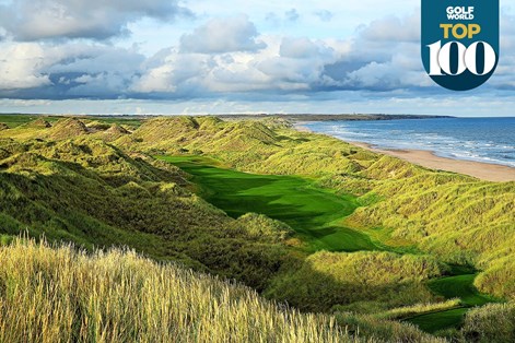 The par-4 14th at Trump International Golf Links Scotland is one of the best golf holes in Great Britain and Ireland. The par-4 14th at Trump International Golf Links Scotland is one of the best golf holes in Great Britain and Ireland.