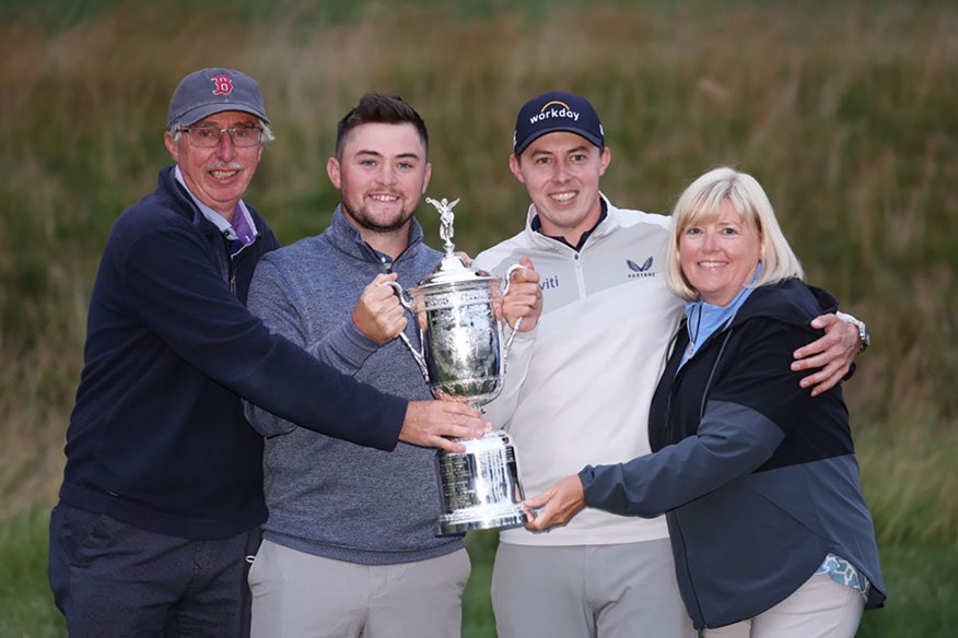 Matt Fitzpatrick celebrates his US Open win with Dad Russell, brother Alex, and Mum Susan.