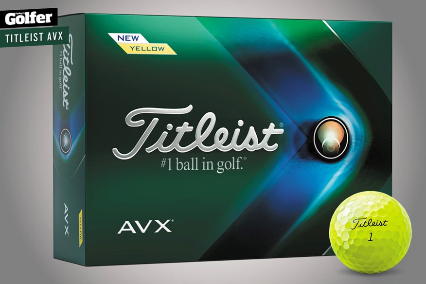 The Titleist AVX golf ball is available in white and option yellow.