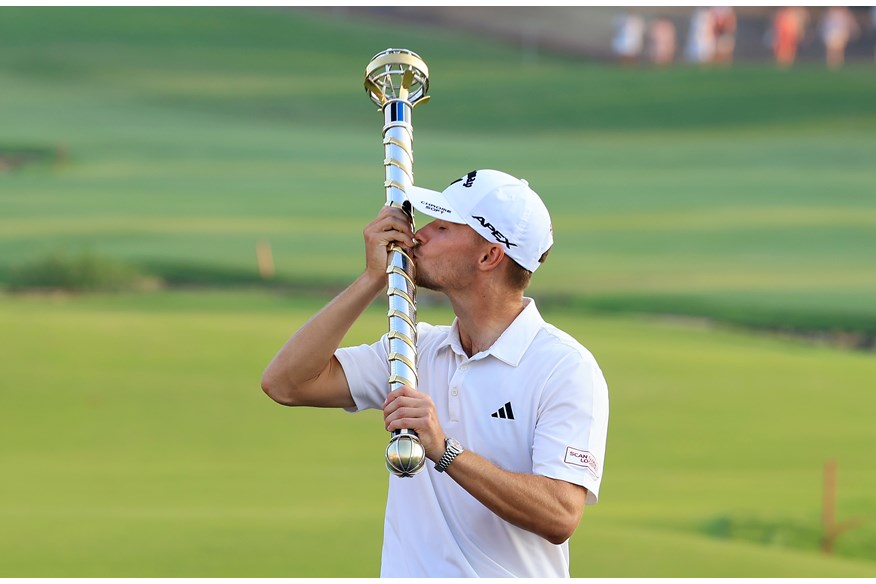 Nicolai Hojgaard wins the 2023 DP World Tour Championship.