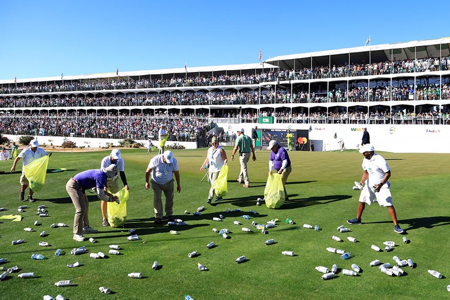 Ryder's hole-in-one was greeted by a deluge of beer cans.