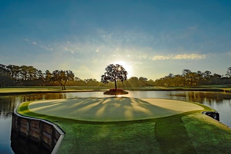 In Dye’s original sketches, the 17th hole was a longer short hole that played alongside a small lake.