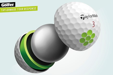The TaylorMade Tour Response is a three-piece golf ball. The TaylorMade Tour Response is a three-piece golf ball.