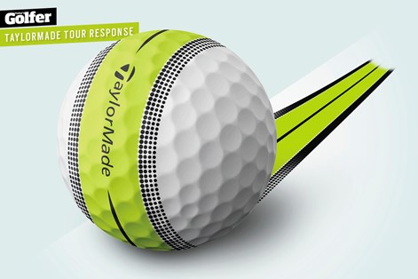 The TaylorMade Tour Response Stripe aids alignment. The TaylorMade Tour Response Stripe aids alignment.