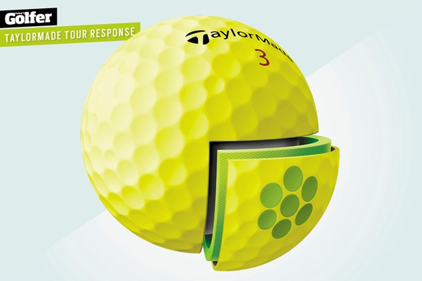 The TaylorMade Tour Response has the same dimple pattern as the premium TP5 and TP5x balls.